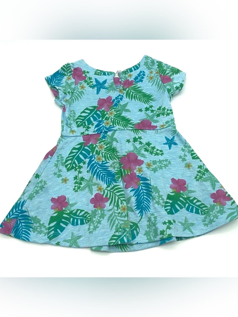 Disney Ariel Little Mermaid Girls Dress Size 3 Blue Floral Tropical Short Sleeve